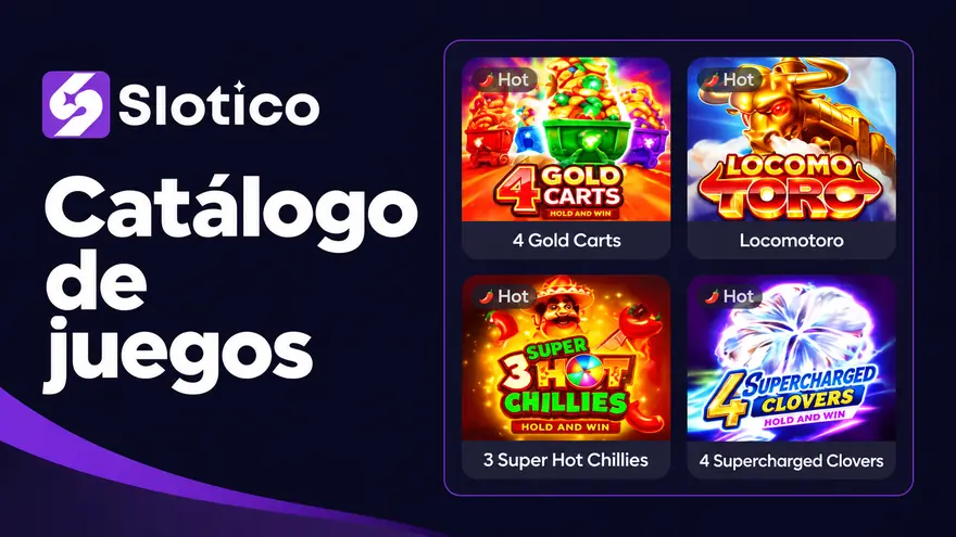 Catálogo de juegos de Slotico con una selección de tragamonedas